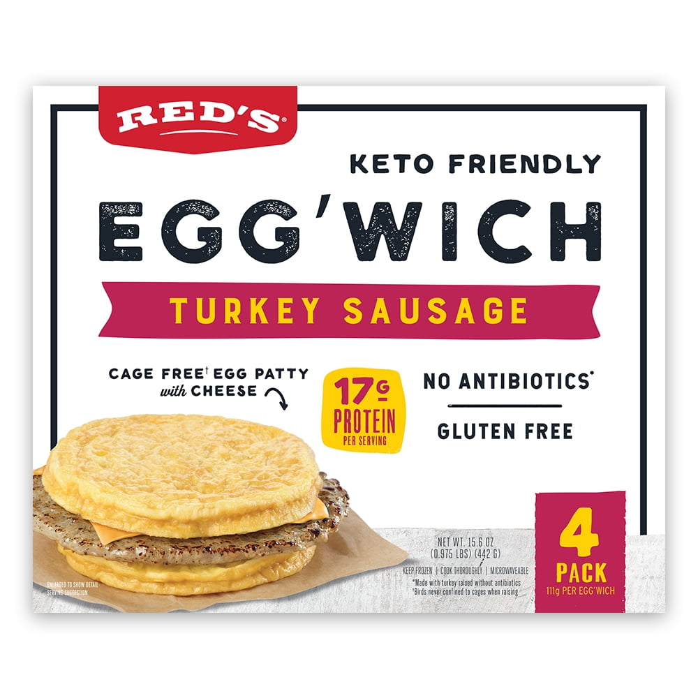 Red's GlutenFree Turkey Sausage Egg'wich Sandwich, 3.9 oz, 4 ct