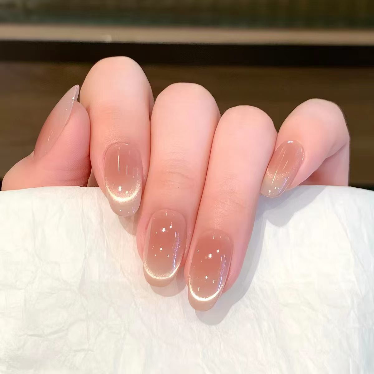 [Red tea glaze] Ice transparent French blush gradual change smile cat ...