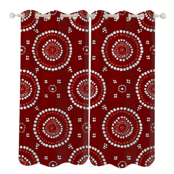Red white circular pattern design Sunshade Curtains Home Bedroom Living Room Dining Room Home Decor Window Drapes 2 PCS