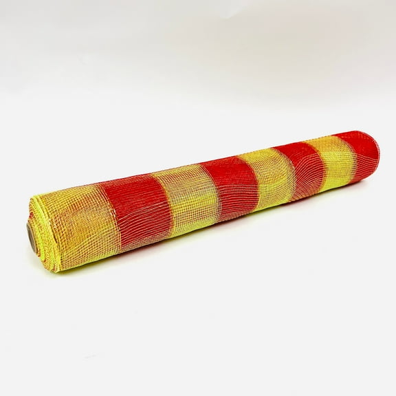 Red with Green - Floral Mesh Wrap Two Color Design - ( 21 Inch x 10 Yards )