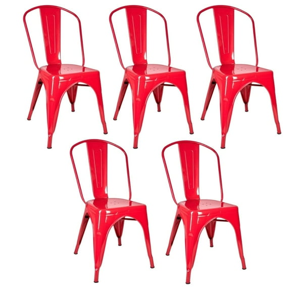 Red with High Gloss Tolix Chair, 5 Chair Bundle by Chivari