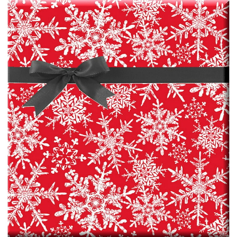 Red with White Christmas Snowflakes Holiday /ChristmasGift Wrap Wrapping  Paper 15ft Roll with Gift Labels