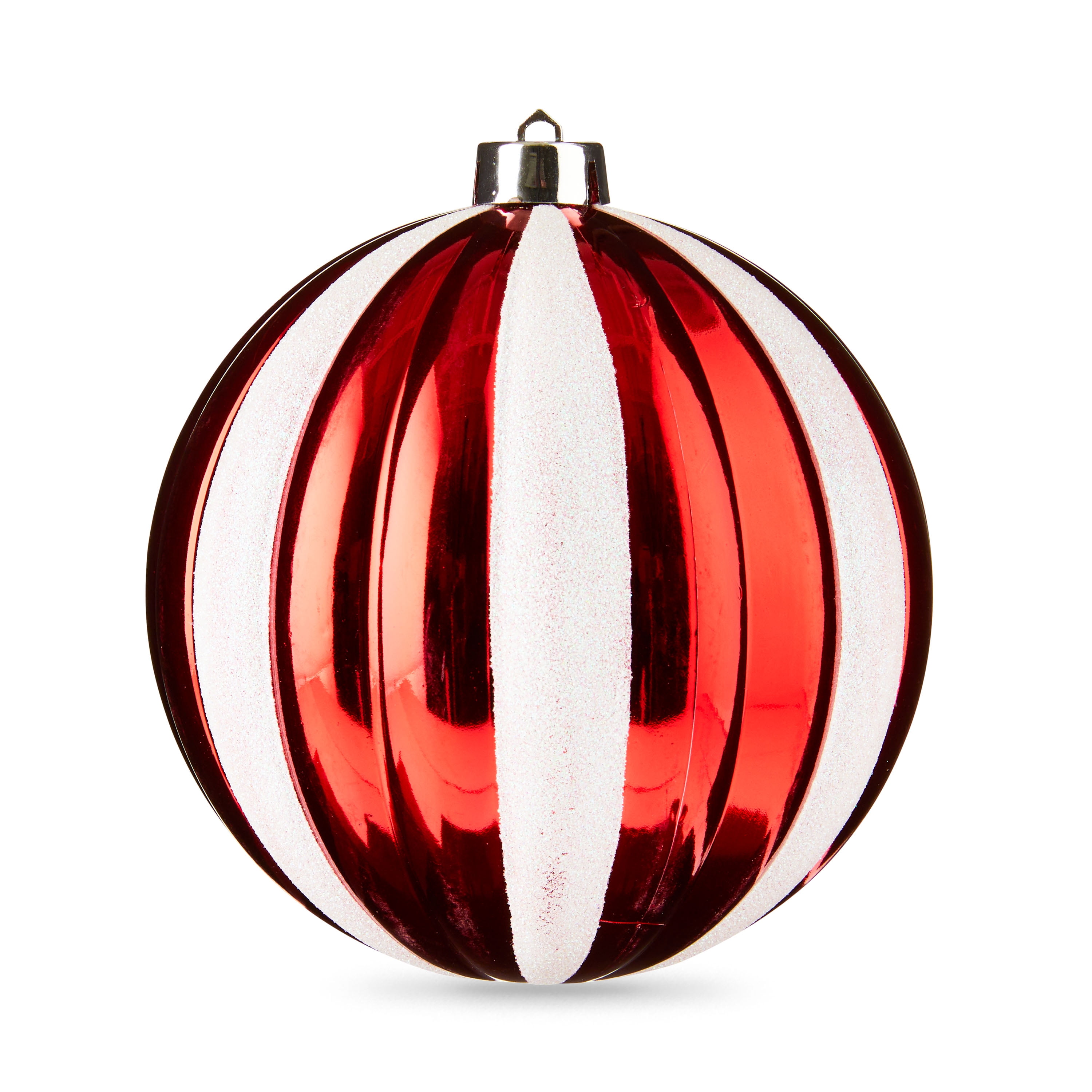 Red with White Glitter 150mm Jumbo Shatterproof PumpkinShaped