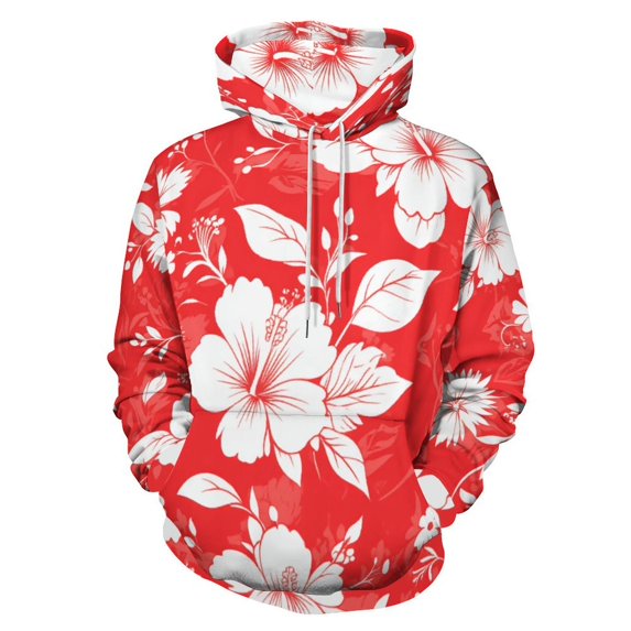 Red with White Hibiscus Hawaiian Flower Pattern (2) (2)-1 3D Print Hoodie Men Women Autumn Thin Pullover Sweatshirt Vintage Streetwear Tops