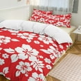 thumbnail image 1 of Red with White Hibiscus Hawaiian Flower Pattern (2) Duvet Cover Set Bedding Set Polyester Quilt Cover for Bedroom Decoration, 1 of 6