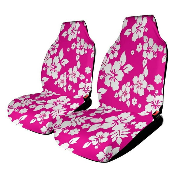 Red with White Hibiscus Hawaiian Flower Pattern Car Seat Covers Car Accessories Pack of 2 Universal Front Seat Protective Cover