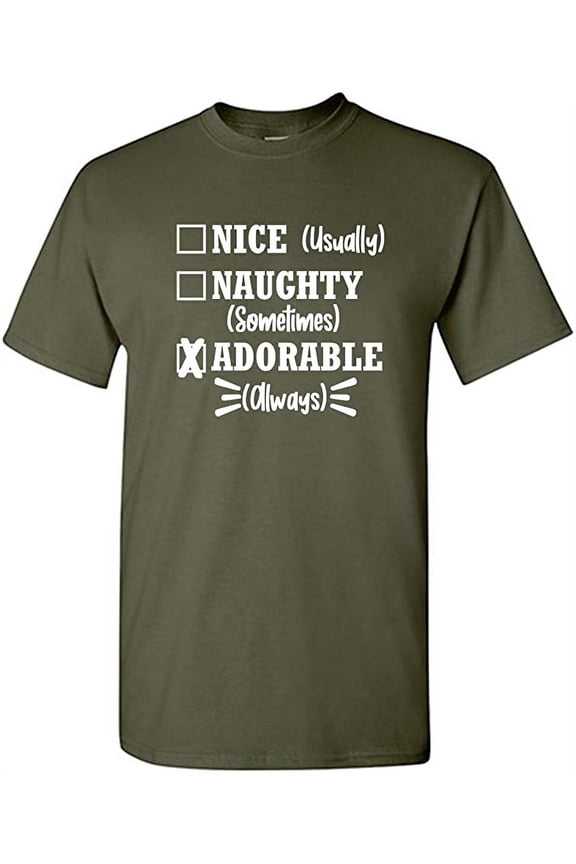 Nice Naughty Adorable Great Gift Novelty Sarcastic Funny Mens Graphic T Shirts