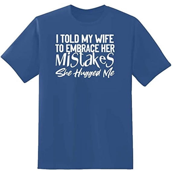 RedBarn Unisex Dusk Blue Half Sleeves Cotton I Told My Wife Graphic T Shirt Dusk Blue 2XL-Large