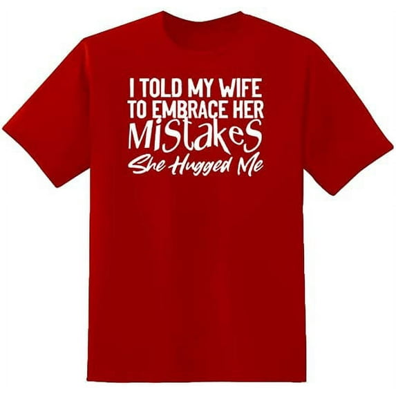 RedBarn Unisex Red Half Sleeves Cotton I Told My Wife Graphic T Shirt Red Small