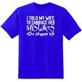 thumbnail image 1 of RedBarn Unisex Royal Blue Half Sleeves Cotton I Told My Wife Graphic T Shirt Royal Blue Medium, 1 of 2