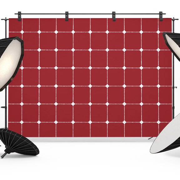 RedCheckered Backdrops for Photography, Modern Minimalist Geometric Grid Lines Plaid Fabric Photo Background Sturdy Studio Props for Photo Studio, Video Recording, Booth & Photoshoot 10x8ft