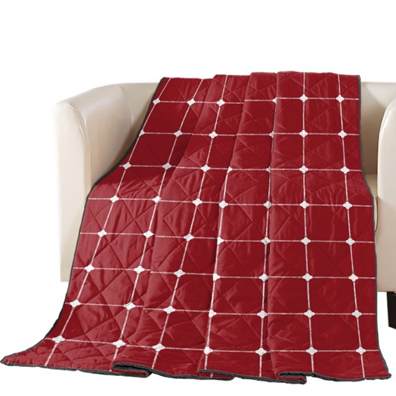 RedCheckered Quilted Comforters Cooling Blanket King Size, Modern Minimalist Geometric Grid Lines Plaid Cold Comfort for Hot Sleepers Lightweight Air Conditioning Quilt Blanket for Bed