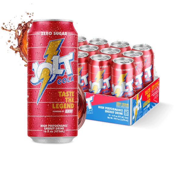 Redcon1 JOLT Cola Energy Drink – 200mg Caffeine, Zero Sugar, 16oz Can – Classic 80s Flavor, Nootropics, B-Vitamins, Metabolism Boost – Performance Energy Beverage (12 Pack)