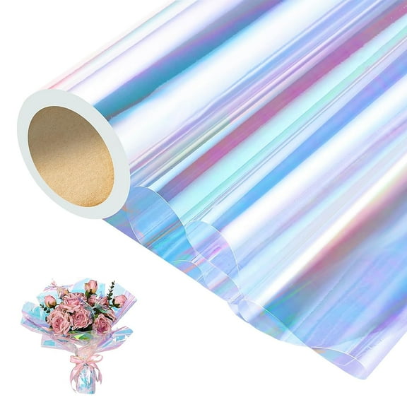 Kaala Iridescent Cellophane 50 ft X 35 in, Cellophane Wrap for Gift Baskets, Extra Wide Cellophane Roll for Halloween Candy Basket Treats Party favor Birthday Wedding Crafts
