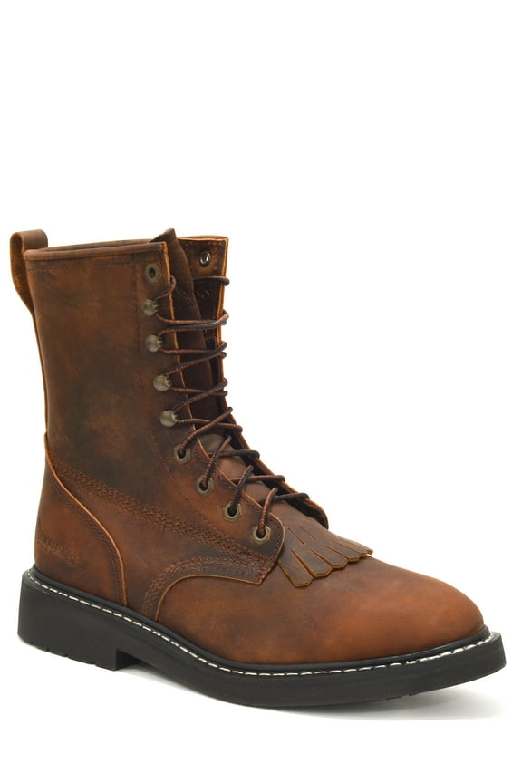 Lacer Men's Safety Steel Toe 8" Leather Work Boots with Dense Polyurethane Sole