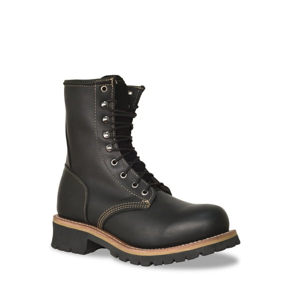 Logger Men's Safety Steel Toe 8" Leather Work Boots with Logger Lugged Sole