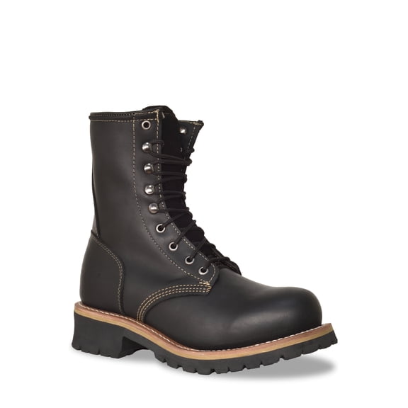 RedHawk Boot Co. Logger Men's Soft Toe 8" Leather Work Boots with Logger Lugged Sole