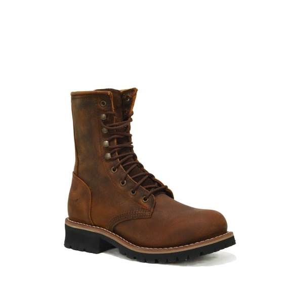 RedHawk Boot Co. Logger Men's Soft Toe 8" Leather Work Boots with Logger Lugged Sole