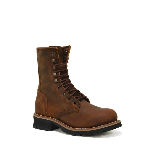 RedHawk Boot Co. Logger Men's Soft Toe 8" Leather Work Boots with Logger Lugged Sole