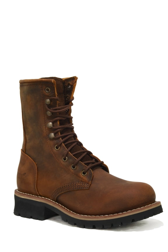 Logger Men's Soft Toe 8" Leather Work Boots with Logger Lugged Sole