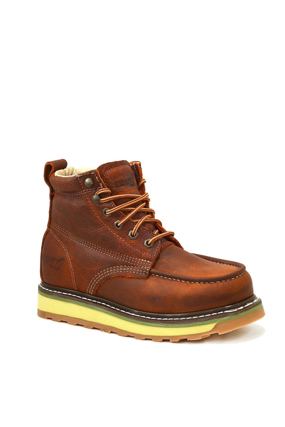 Men's Steel Toe Wedge Lace up Mocc Toe Work Boots