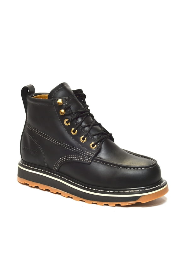 Men's Steel Toe Wedge Lace up Mocc Toe Work Boots