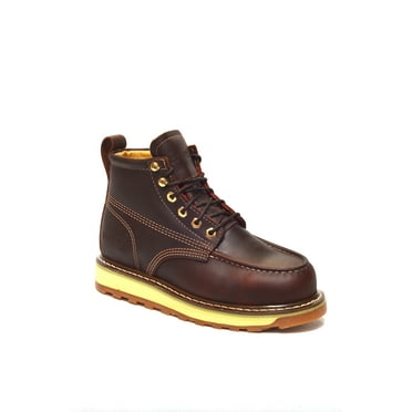 RedHawk Boot Co. Men's Steel Toe Wedge Lace up Mocc Toe Work Boots