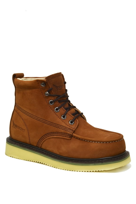 Men's Steel Toe Wedge Lace up Mocc Toe Work Boots