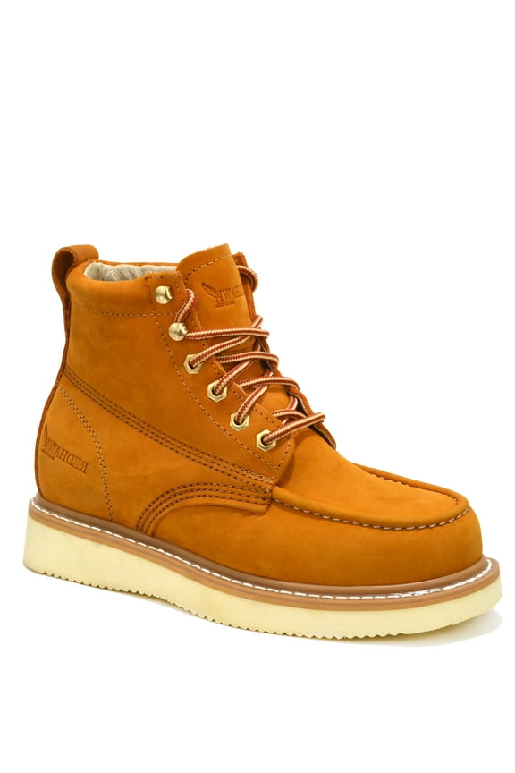 Men's Wedge Lace up Mocc Toe Work Boots