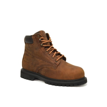RedHawk Boot Co. Traction Men's Safety Steel Toe 6" Leather Work Boots with Lug Sole