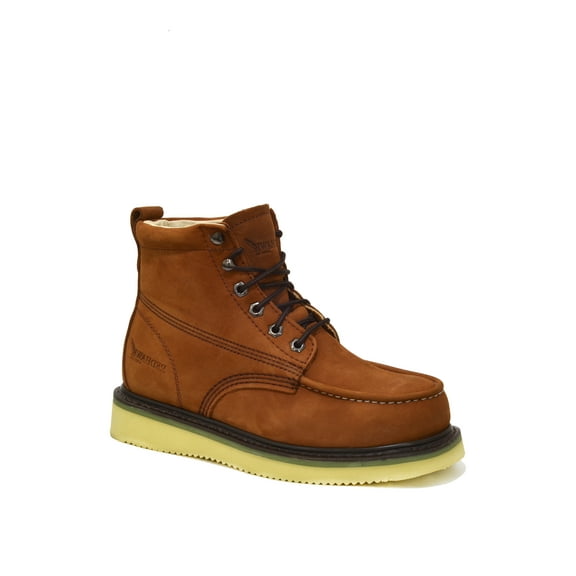 RedHawk Boot Co. Tradesmen Men's Soft Toe 6" Leather Mocc Toe Work Boots with Dense Polyurethane Sole