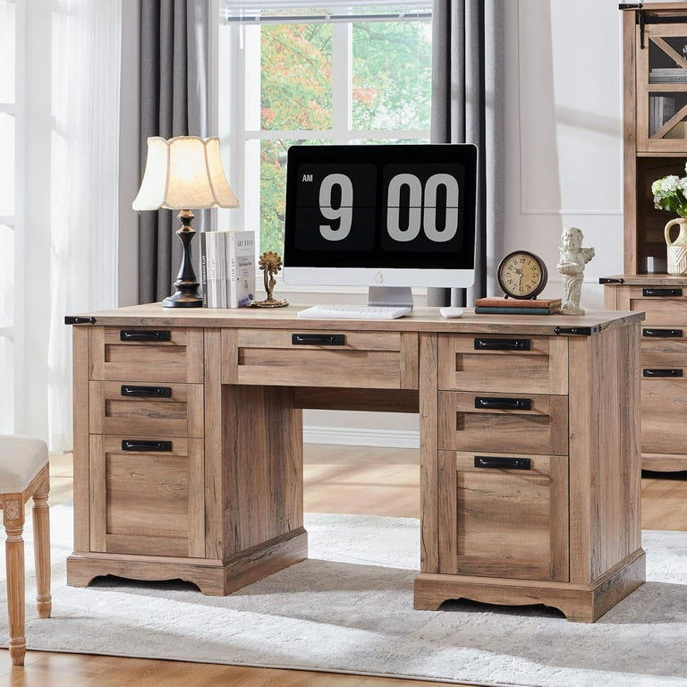 Farmhouse computer desk with keyboard tray discount