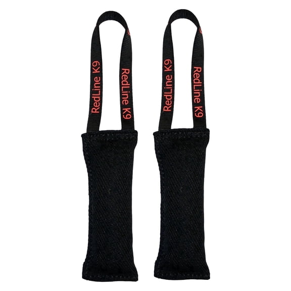 Bundle of 2 Black French Linen 3 inch x 8 inch 1 Handle Tug Toys - Redline K9