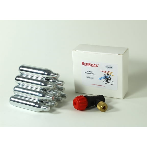 RedRock 16g Threaded CO Cartridges (10-Pack) with Bicycle Tire Inflator  Fast & Reliable Tire Inflation