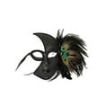 thumbnail image 1 of Side Feather Black Half Mask- Mardi Gras, 1 of 3