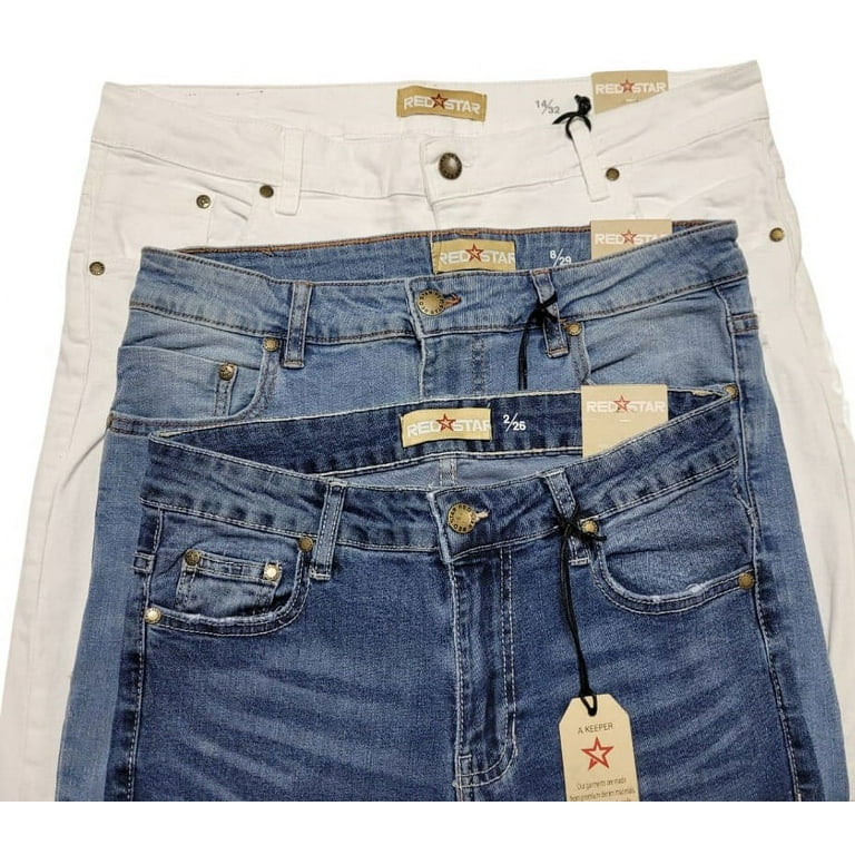 RedStar Women's Five Pocket Girlfriend Fit Cotton Jeans - Size 12 (L/XL/Size  31) White 