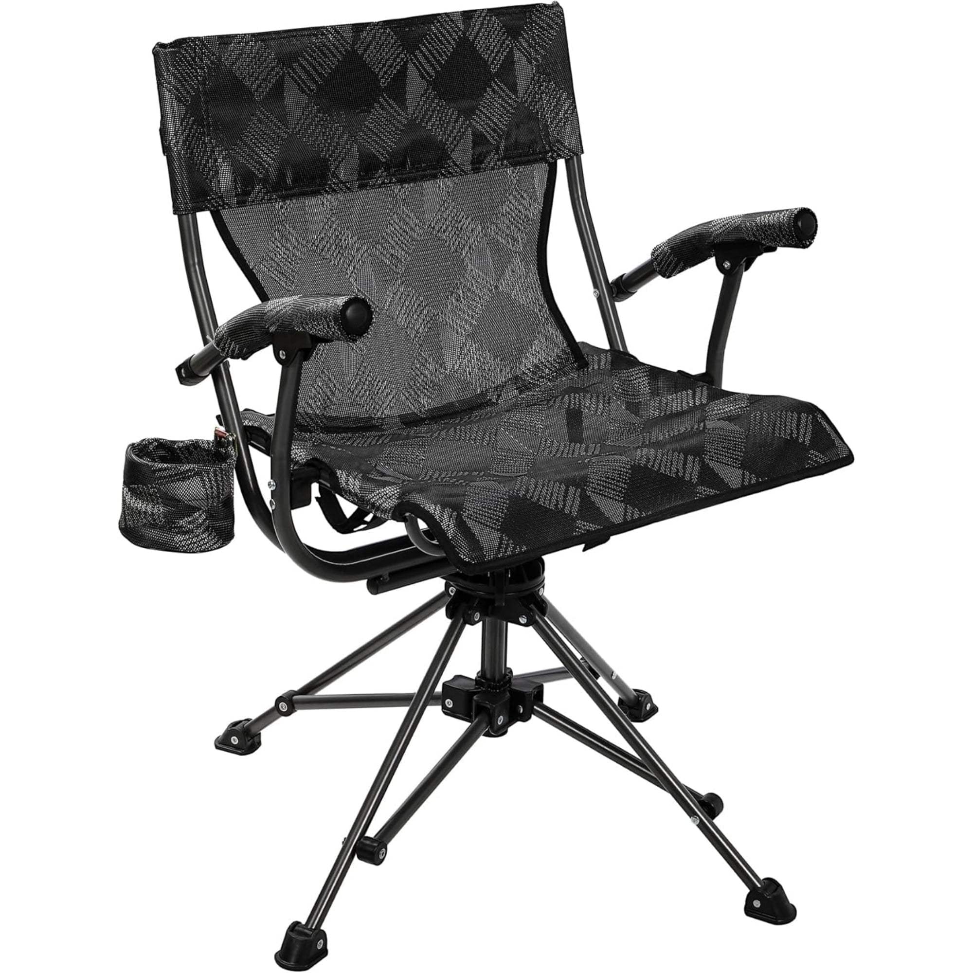 RedSwing 360° Swivel Hunting Chairs for Ground Blinds, Portable Folding Camping Chairs for Adults Hunting Seats with Hard Arms for Outdoor Fishing Camping
