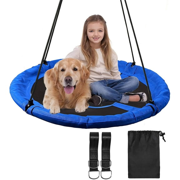 RedSwing 40" Flying Saucer Tree Swing for Kids Outdoor, Large Round Tire Swings for Trees and Swingset, Strong Heavy Duty for Outside Playground, 500LBS Weight Capacity, Blue