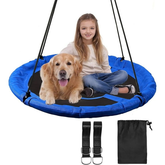 RedSwing 40inch Flying Kids Saucer Swing for Outdoor, Large Round Tire Swings for Trees and Swingset, Strong Heavy Duty for Outside Playground, Blue