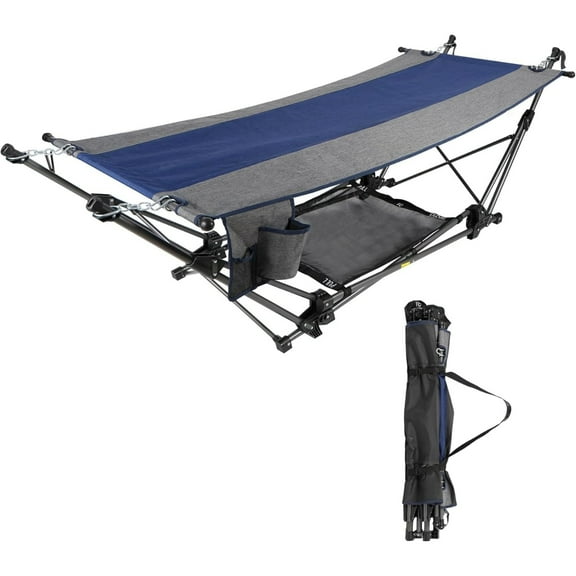 RedSwing 84in Extra-Long Portable Folding Camping Hammock with Stand, Foldable Lounge Camping Bed for Adults, Outdoor, Backyard, Beach, Garden, Lawn, Patio