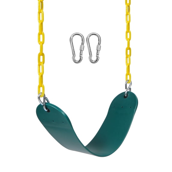 RedSwing Belt Swing Seat for Kid with 66" Heavy Duty Chains, Playground Swing Set Replacement Accessories with Snap Hooks, for Outdoor Backyard Play Safety, Green