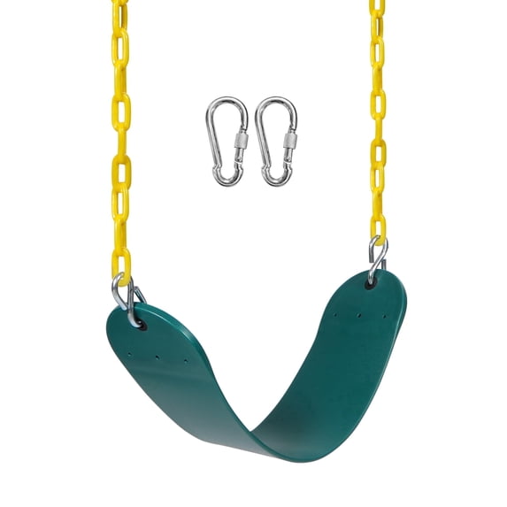 RedSwing Belt Swing Seat for Kid with 66" Heavy Duty Chains, Playground Swing Set Replacement Accessories with Snap Hooks, for Outdoor Backyard Play Safety, Green