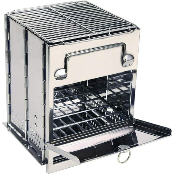 RedSwing Camping Wood Burning Stove, Stainless Steel Compact Portable Foldable Mini Mult Fuel Camp Stove for Backpacking Hiking Outdoor Cook Picnic BBQ