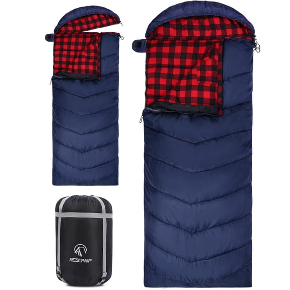 RedSwing Cotton Flannel Sleeping Bag for Camping Backpacking Hinking, Adults Cold-Weather Envelope Sleeping Bags with 4lbs Filling Options