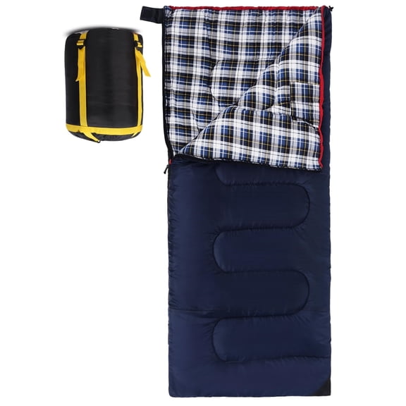 RedSwing Cotton Flannel Sleeping Bag for Camping and Backpacking, Adults Cold-Weather Envelope Sleeping Bag with 3lbs Filling Options,41°F - 68 °F