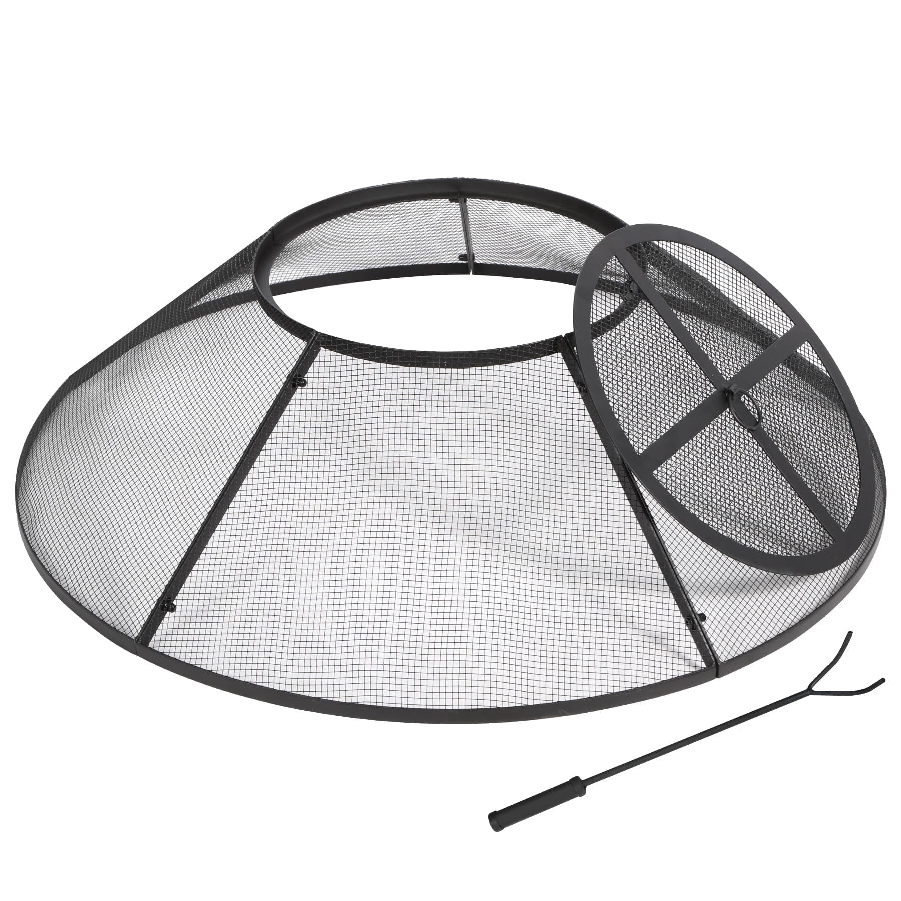 RedSwing Fire Pit Spark Screen, 36 inch Round Fire Pit Cover with Handle and Poker, Heavy Duty Metal Mesh for Outdoor Use