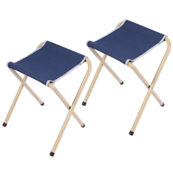 RedSwing Folding Camp Stools for Adults, Heavy Duty 300 lbs, 15" Tall Portable Backpacking Stool Seat, Blue, 2 Pack