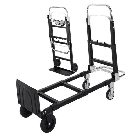 RedSwing Hand Truck Dolly Foldable,Folding Convertible Hand Truck with 4 Wheels,2 in 1 Heavy Duty Dolly Cart for Moving Luggages,Garage,Home,500 Lbs