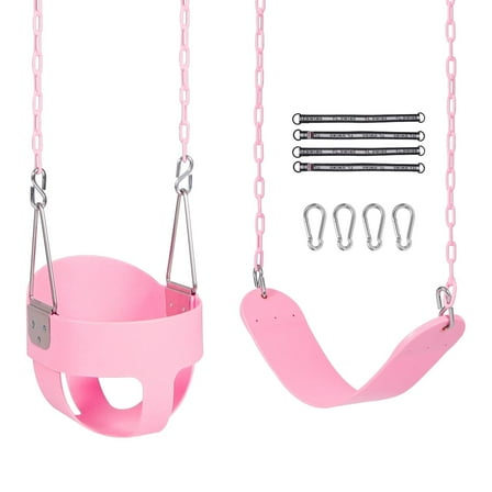 RedSwing High Back Full Bucket Swing with Heavy Duty Swing Seat Combo Pack (Triangle and Chain Dip), Tree Straps Included, Pink