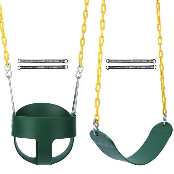 RedSwing High Back Full Bucket Swing with Heavy Duty Swing Seat Combo pack (Triangle and Chain Dip), Tree Straps Included